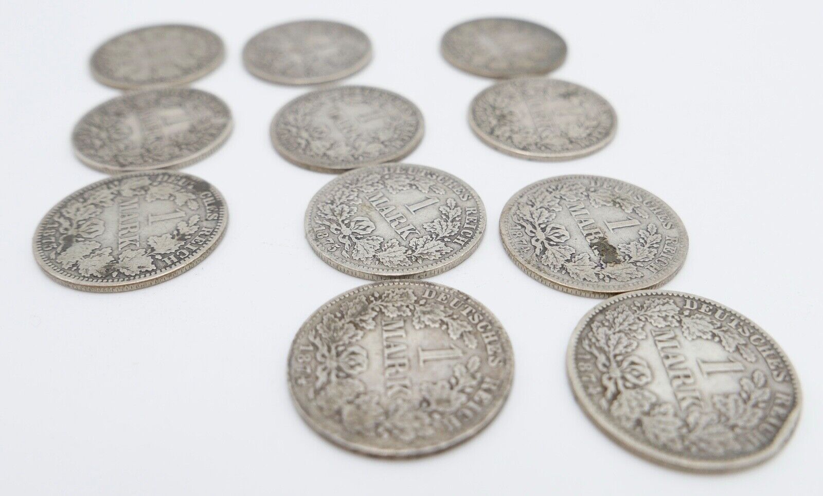 11x 1 Mark Deutsches Reich Jäger J.9 A B D F G 1873 / 1874 / 1875 / 1881 - Antikhandel-Stuttgart