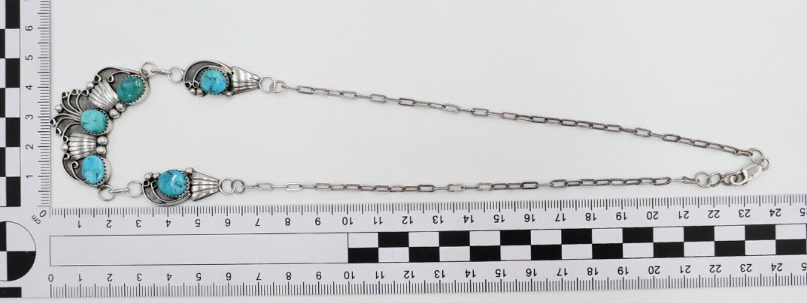 1970er Jahre Kette / Collier JWK John W. Kessler 925 Sterling Silber mit Türkis - Antikhandel-Stuttgart