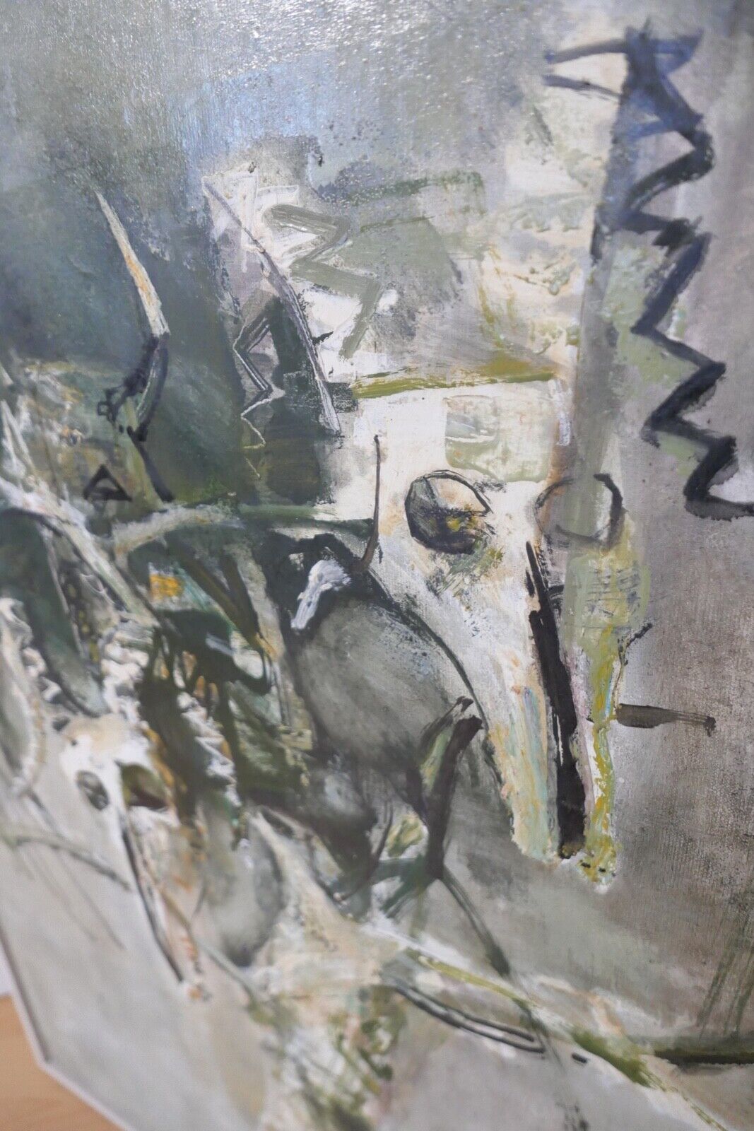 1996 Original Turaev Rustam - Рустам Тураев MAZOR 4 Öl 83x103 cm gerahmt Schädel - Antikhandel-Stuttgart