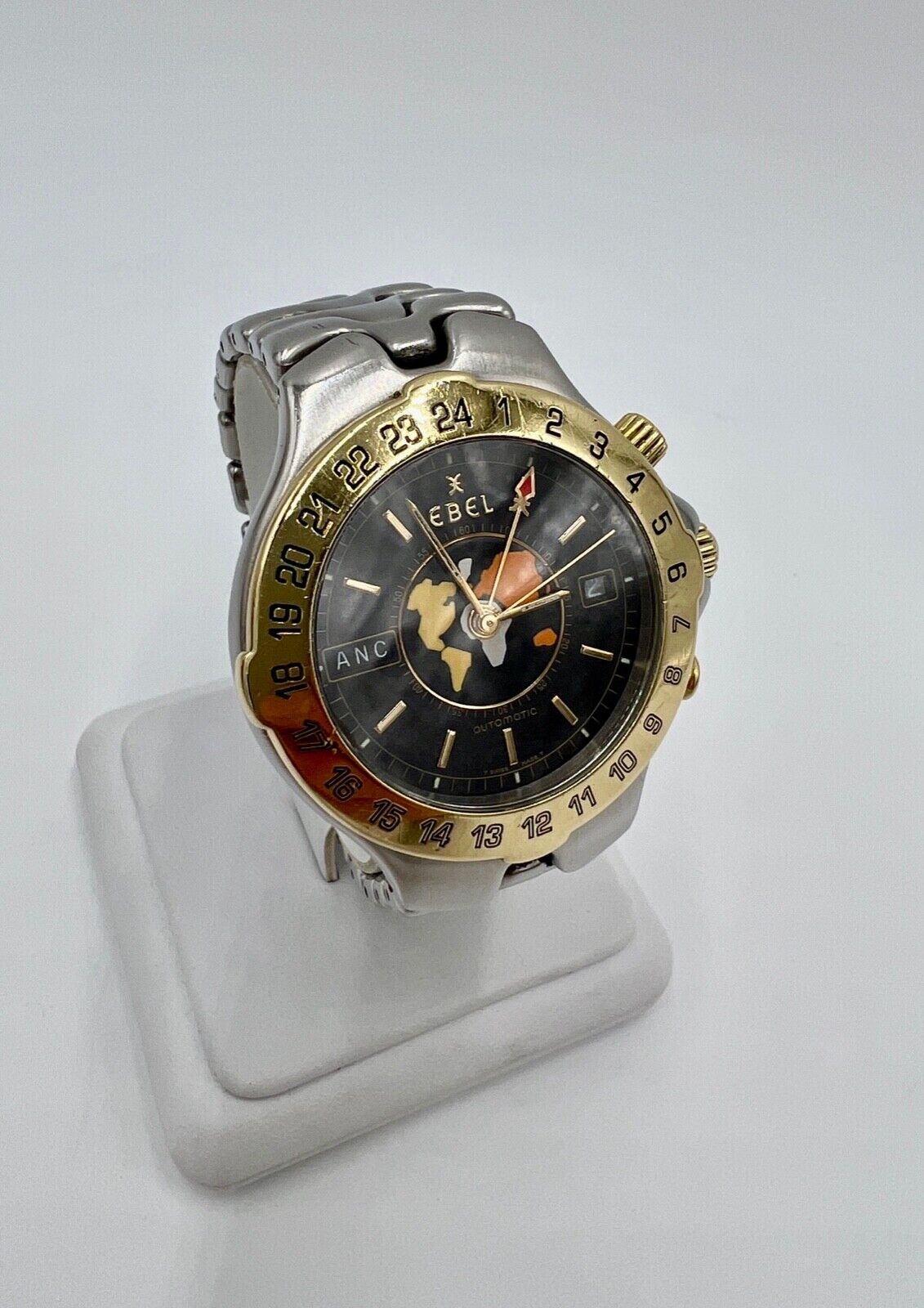 Vintage EBEL Sportwave Meridian GMT Ø40 mm Stahl 750 / 18K Gold Model 6122641 - Antikhandel-Stuttgart