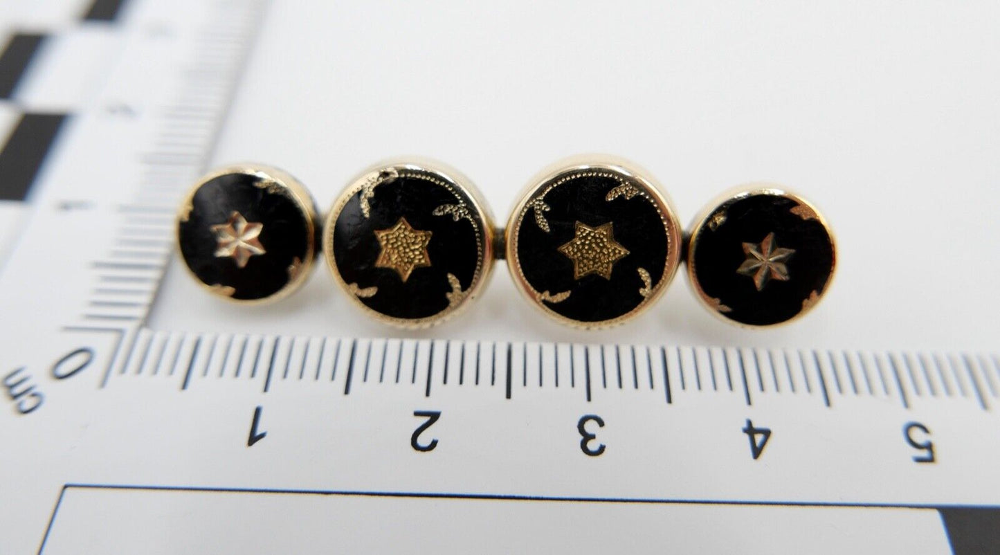 Antike Biedermeier Brosche um 1850 in 585 14K Gold Onyx mit Stern Motiv - Antikhandel-Stuttgart