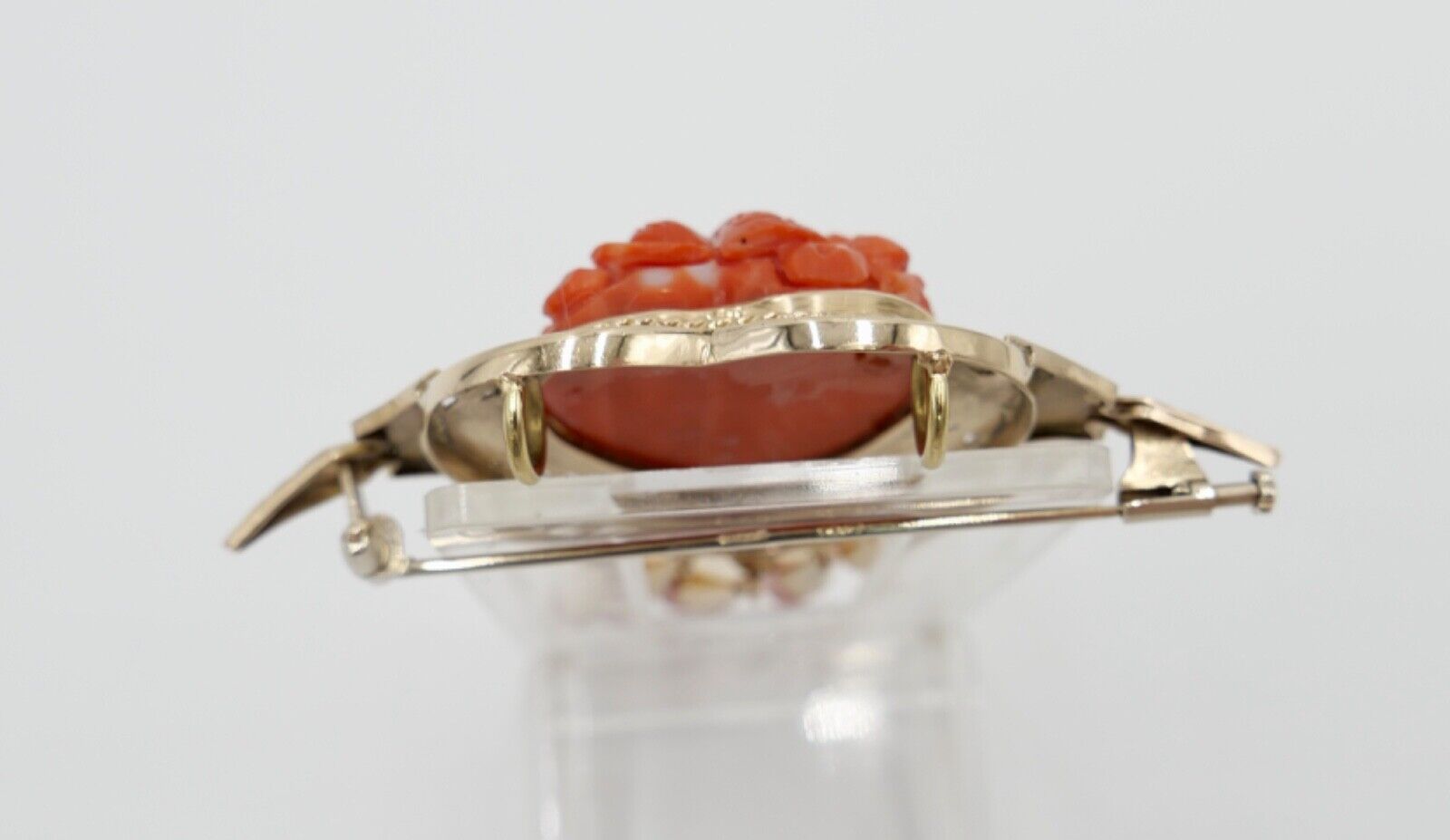 Große Antike Herz Gold Brosche / Anhänger Koralle 750 18K UNIKAT um 1850-1880 - Antikhandel-Stuttgart