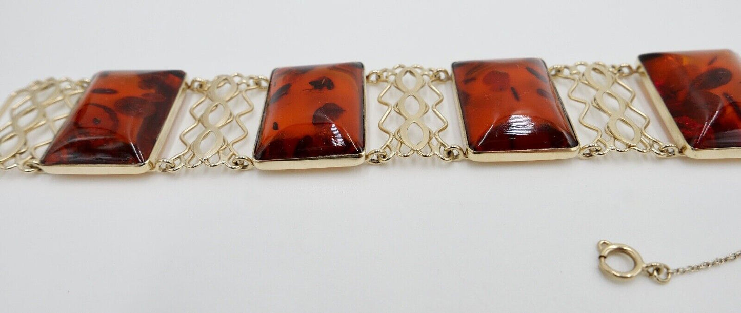 FISCHLAND Damen Bernstein Armband Gelbgold 333 8K amber 19,3 cm - Antikhandel-Stuttgart