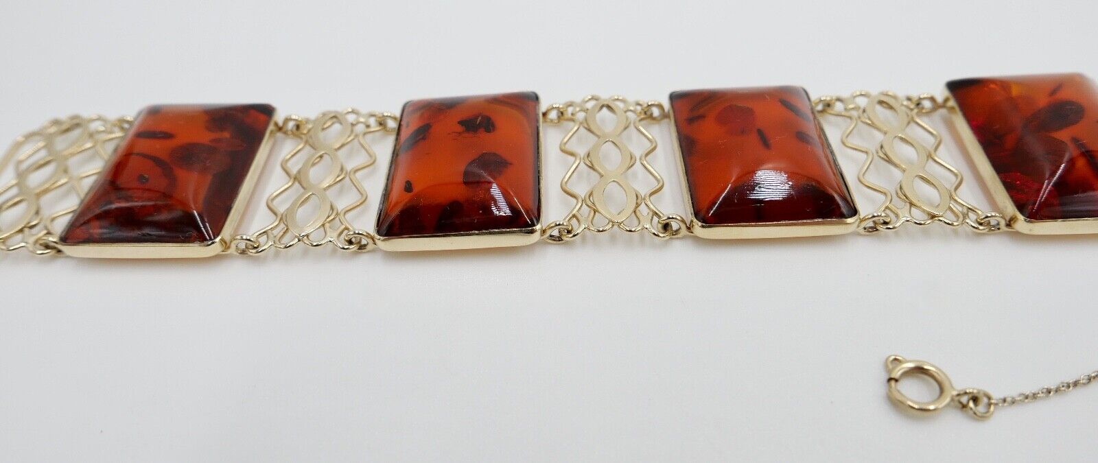 FISCHLAND Damen Bernstein Armband Gelbgold 333 8K amber 19,3 cm - Antikhandel-Stuttgart