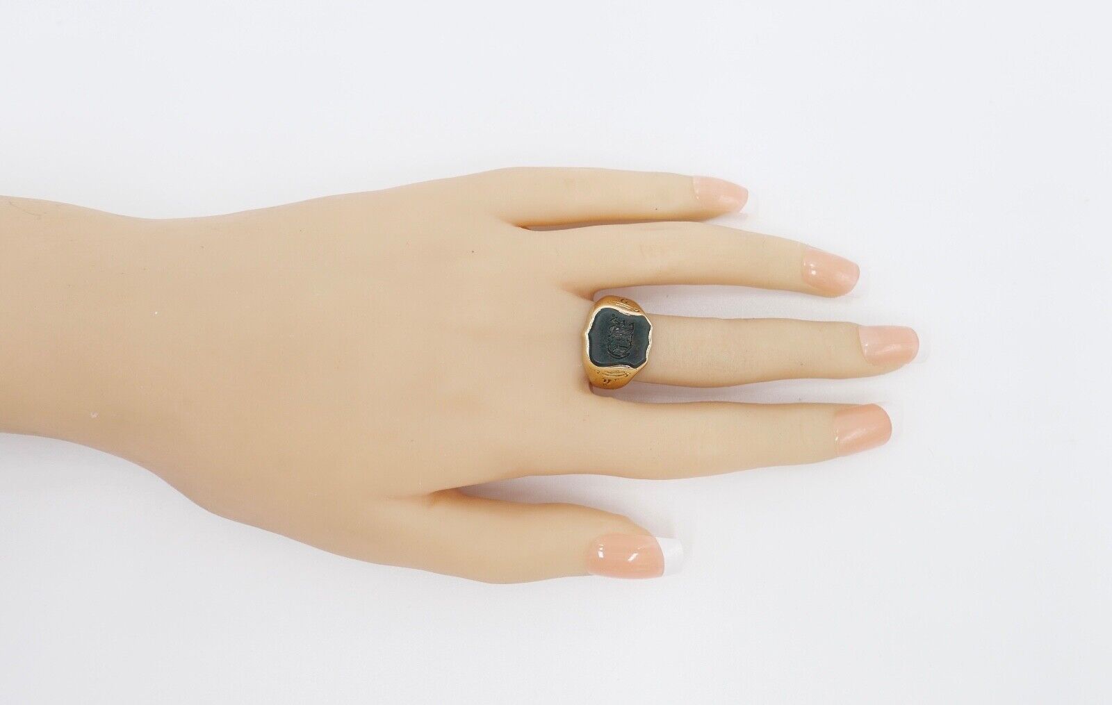 antiker Jugendstil Siegelring um 1900 Blutjaspis Monogramm 585 / 14K Gr. 57 - Antikhandel-Stuttgart