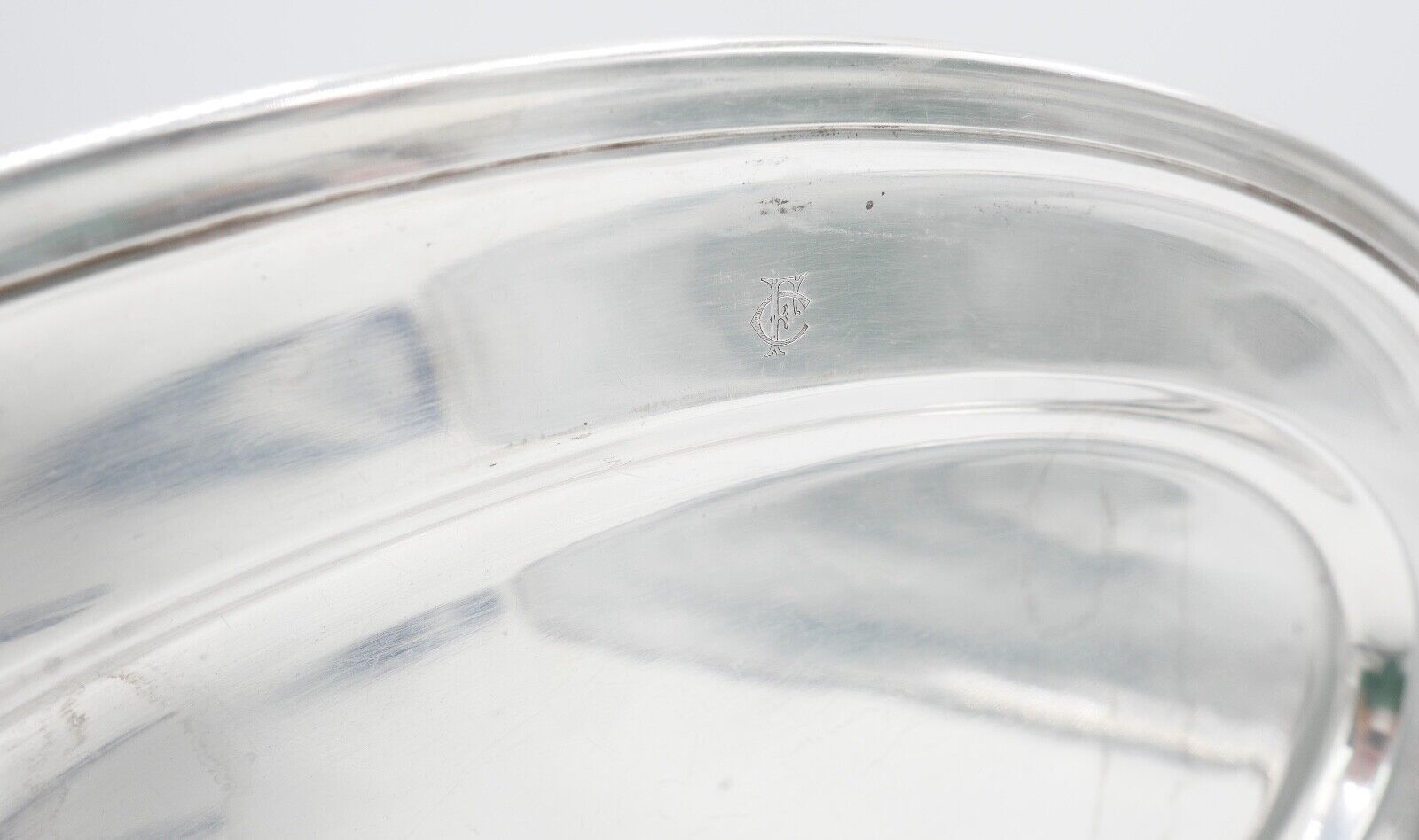 Tablett Servierplatte " Gebr. Hepp " 45x28 cm versilbert Monogramm FC CF - Antikhandel-Stuttgart