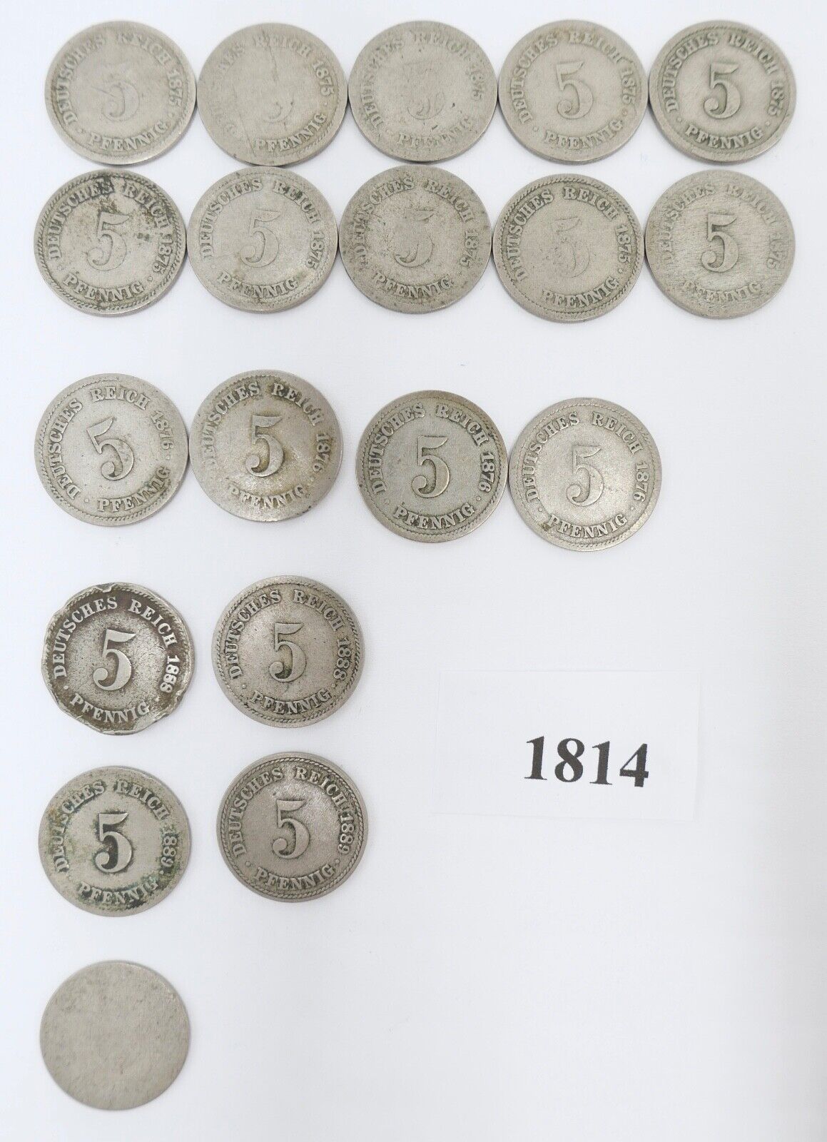19x 5 Pfennig 1875-1889 Kaiserreich Jäger J.3 s-vz - Antikhandel-Stuttgart