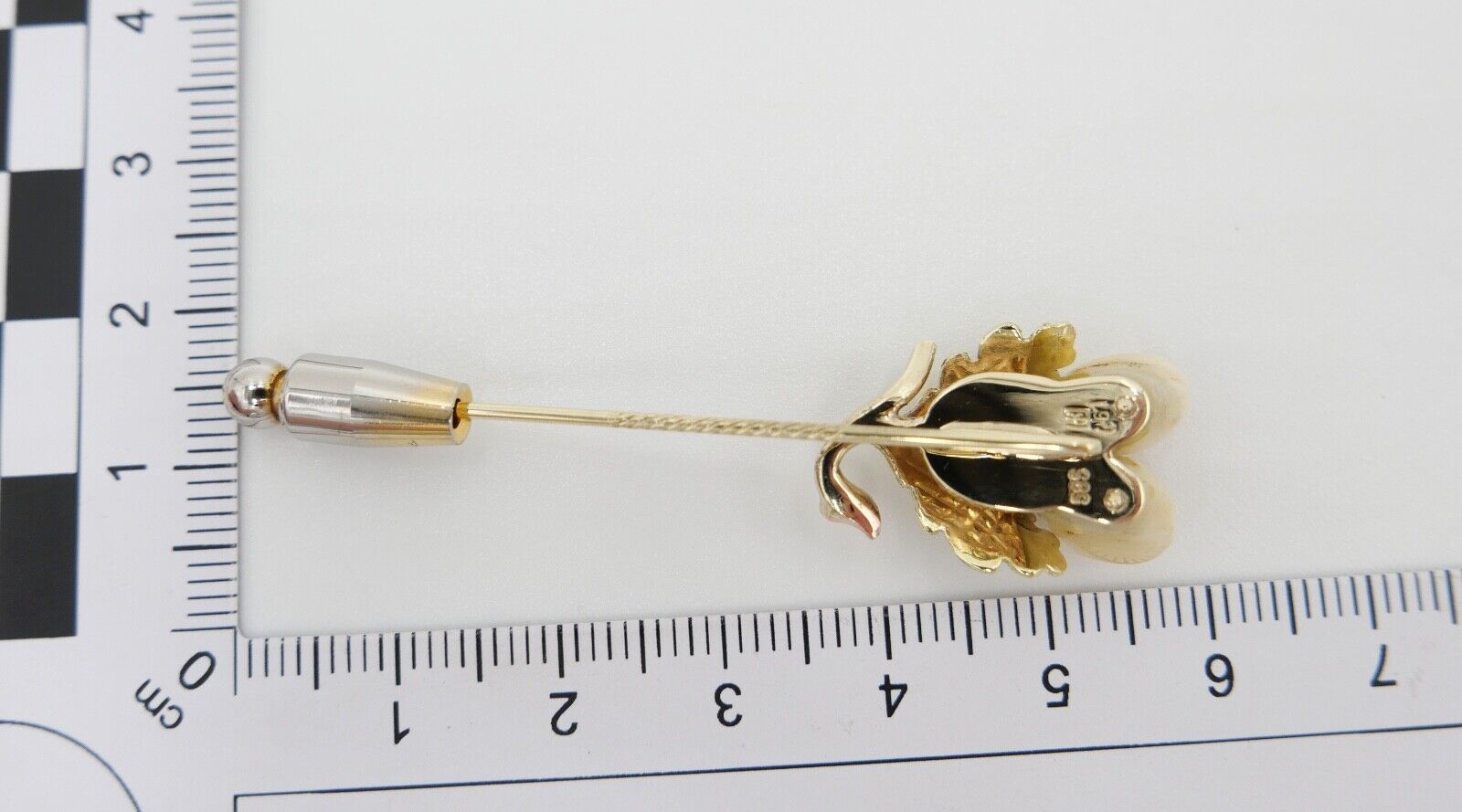 Grandel / Grandl 585 14K Gold Schmuck Brosche Anstecknadel 58,5 mm - Antikhandel-Stuttgart