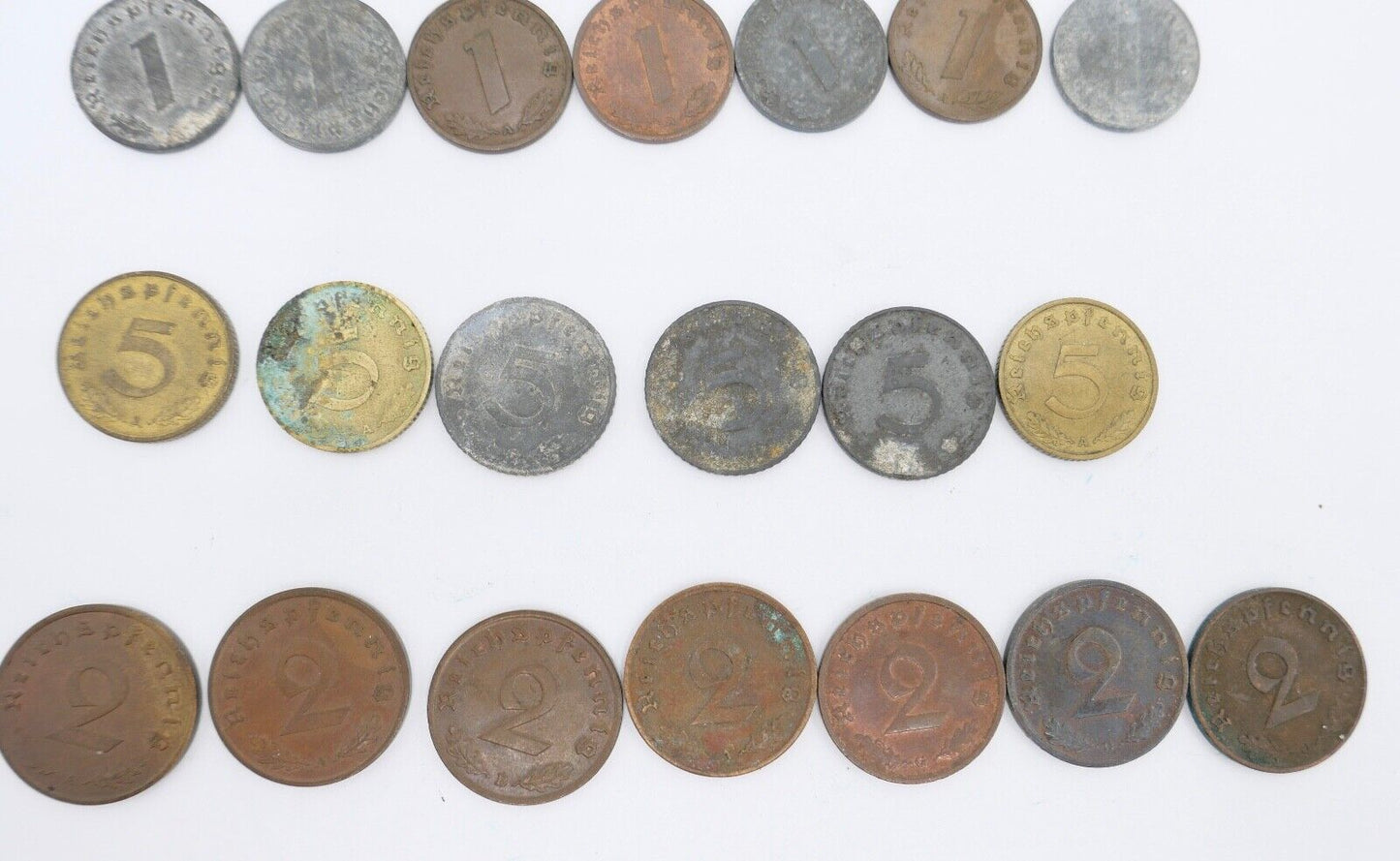 Reichsmark Drittes Reich J.354 1 Mark 2, 10, 5, 50, 1 Pfennig J.362 J.370 - Antikhandel-Stuttgart