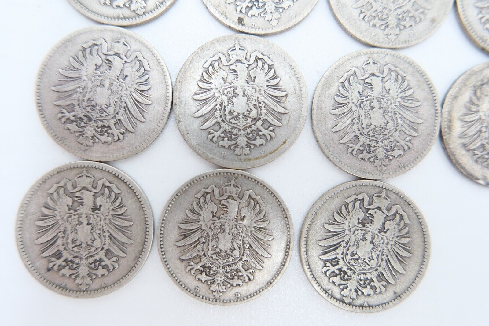 11x 1 Mark Deutsches Reich Jäger J.9 A B D F G 1873 / 1874 / 1875 / 1881 - Antikhandel-Stuttgart