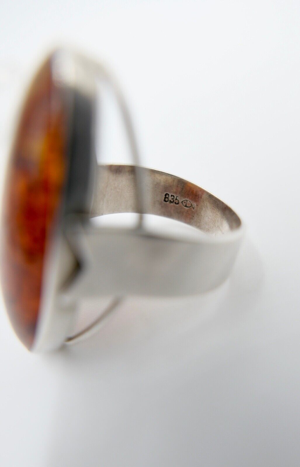 Art Deco FISCHLAND Bernstein Gr. 62 Ring 6,2 gr silber 835 vintage silver - Antikhandel-Stuttgart