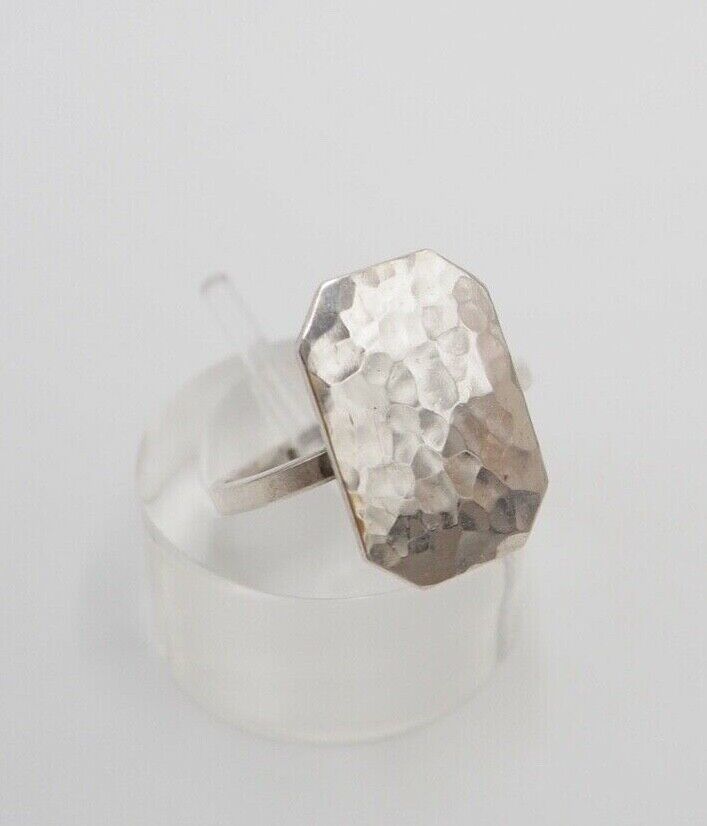 vintage 60er Jahre Silber 835 Ring Gr. 56 Ringkopf gehämmert Herren Damen - Antikhandel-Stuttgart