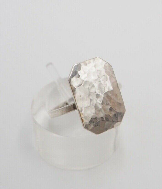 vintage 60er Jahre Silber 835 Ring Gr. 56 Ringkopf gehämmert Herren Damen - Antikhandel-Stuttgart