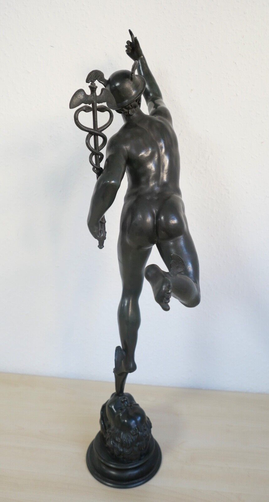 Große Bronze Statue 79 cm HERMES DER GÖTTERBOTE 6,4 Kg - Antikhandel-Stuttgart