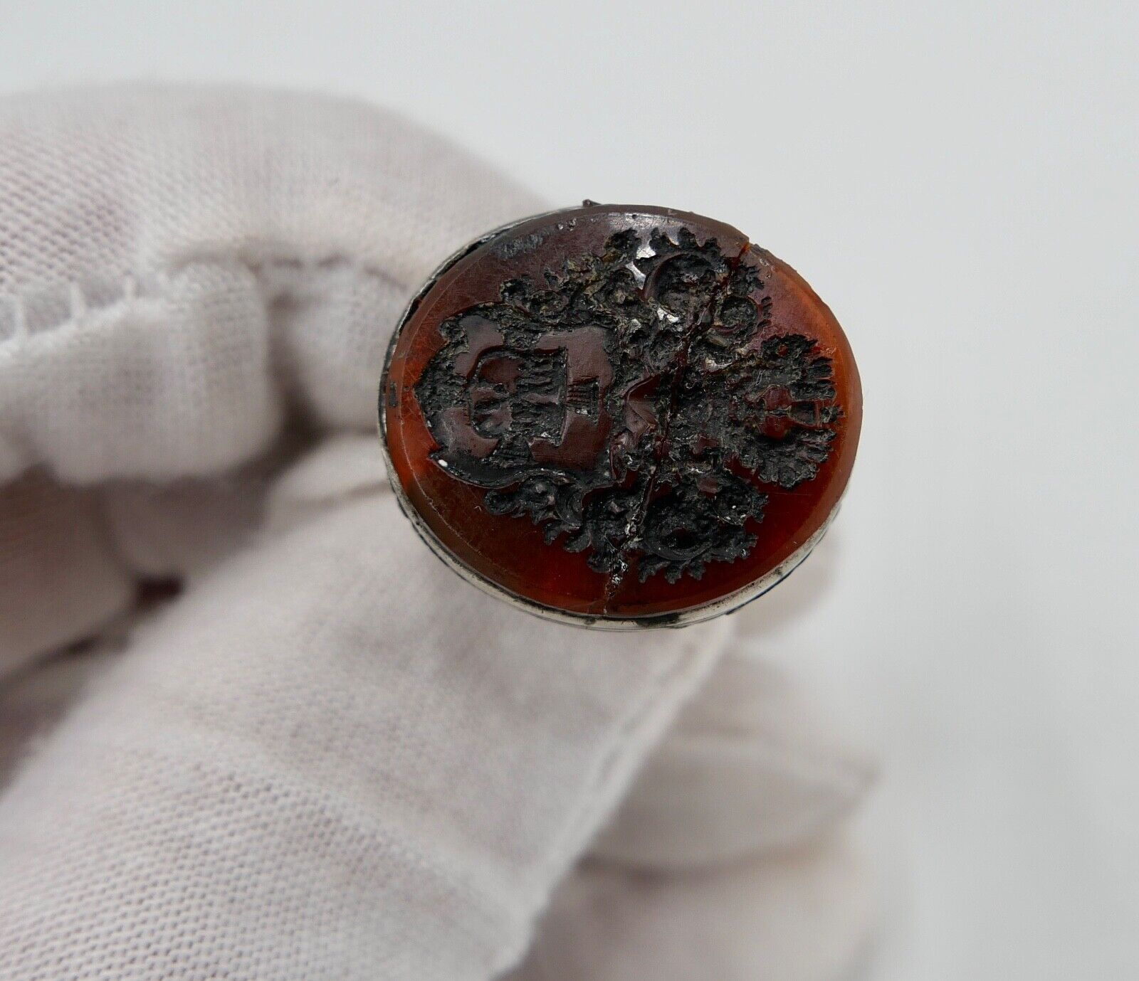 Antike Petschaft Siegel Wappen um 1800 Karneol Silber Adlig 18.-19. Jh - Antikhandel-Stuttgart