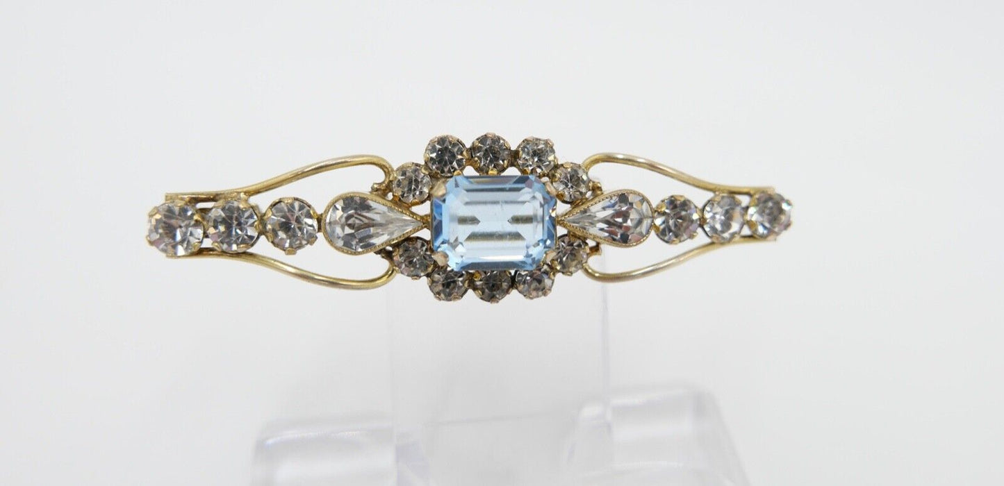 schöne alte Brosche ADbl vergoldet mit Glassteinen 58mm - Antikhandel-Stuttgart