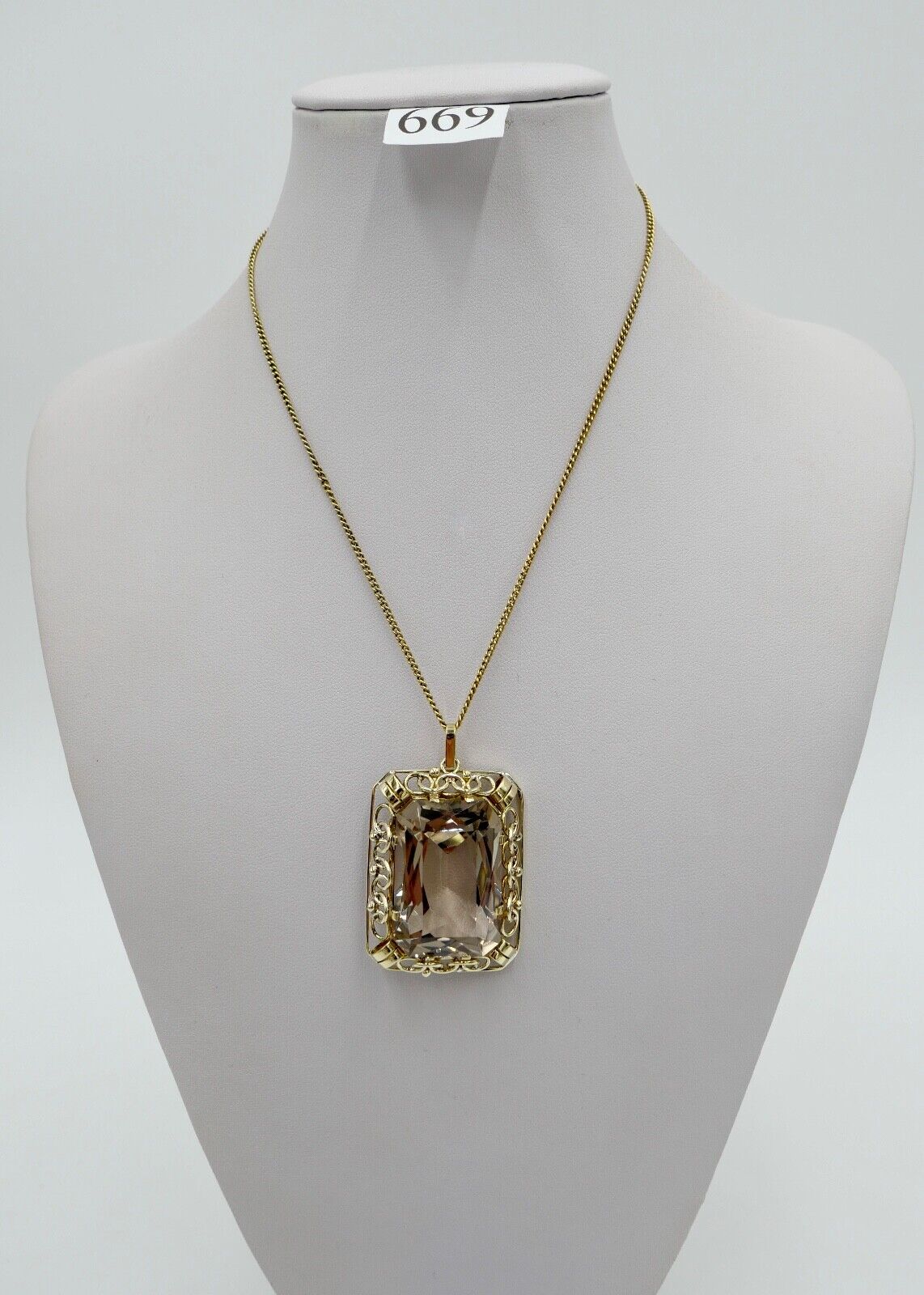 XXL Rauchquarz Anhänger 585 / 14K Gelbgold 40x31mm im Scheren Schliff 68,7 Ct - Antikhandel-Stuttgart