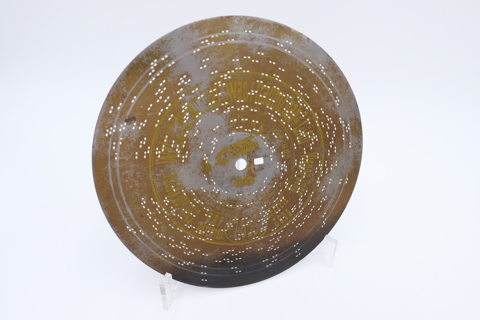 7533 Symphonion Lochplatte Spieluhr Spieldose WEISST DU MUETTERL WAS I TR Ø 19,5 - Antikhandel-Stuttgart