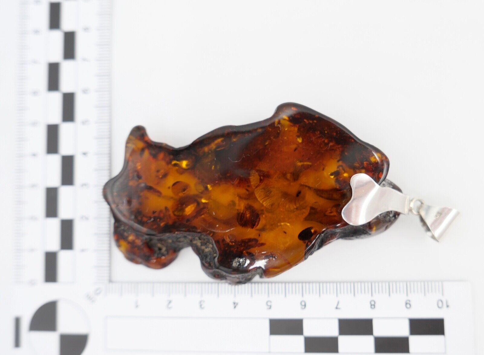 Alter großer Bernstein Anhänger 925 Silber Amber 10cm mit Flammen Motiv - Antikhandel-Stuttgart