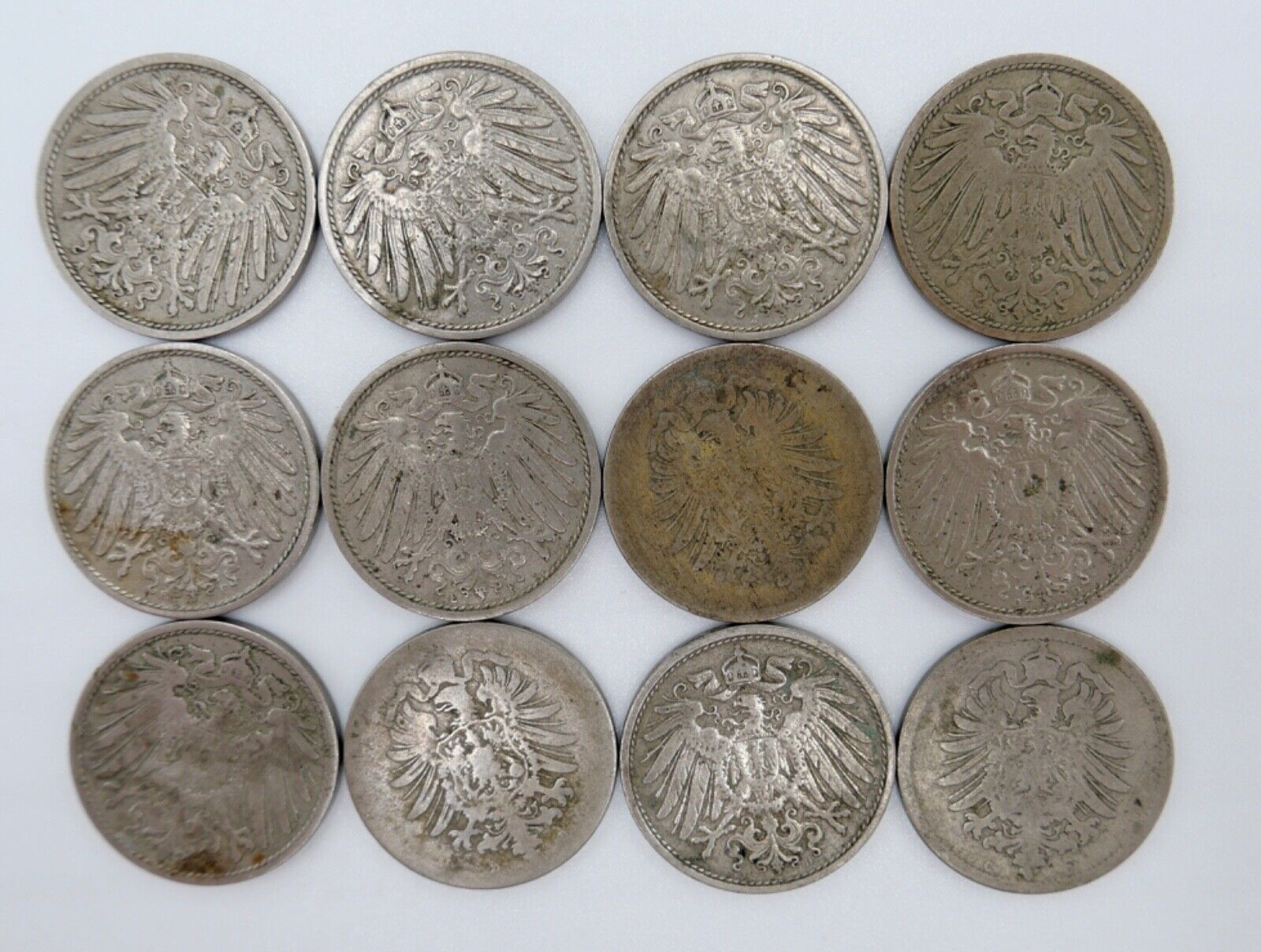 16x 10 Reichspfennig 1875 1876 1896-1913 Jäger J. 4 & 13 - Antikhandel-Stuttgart