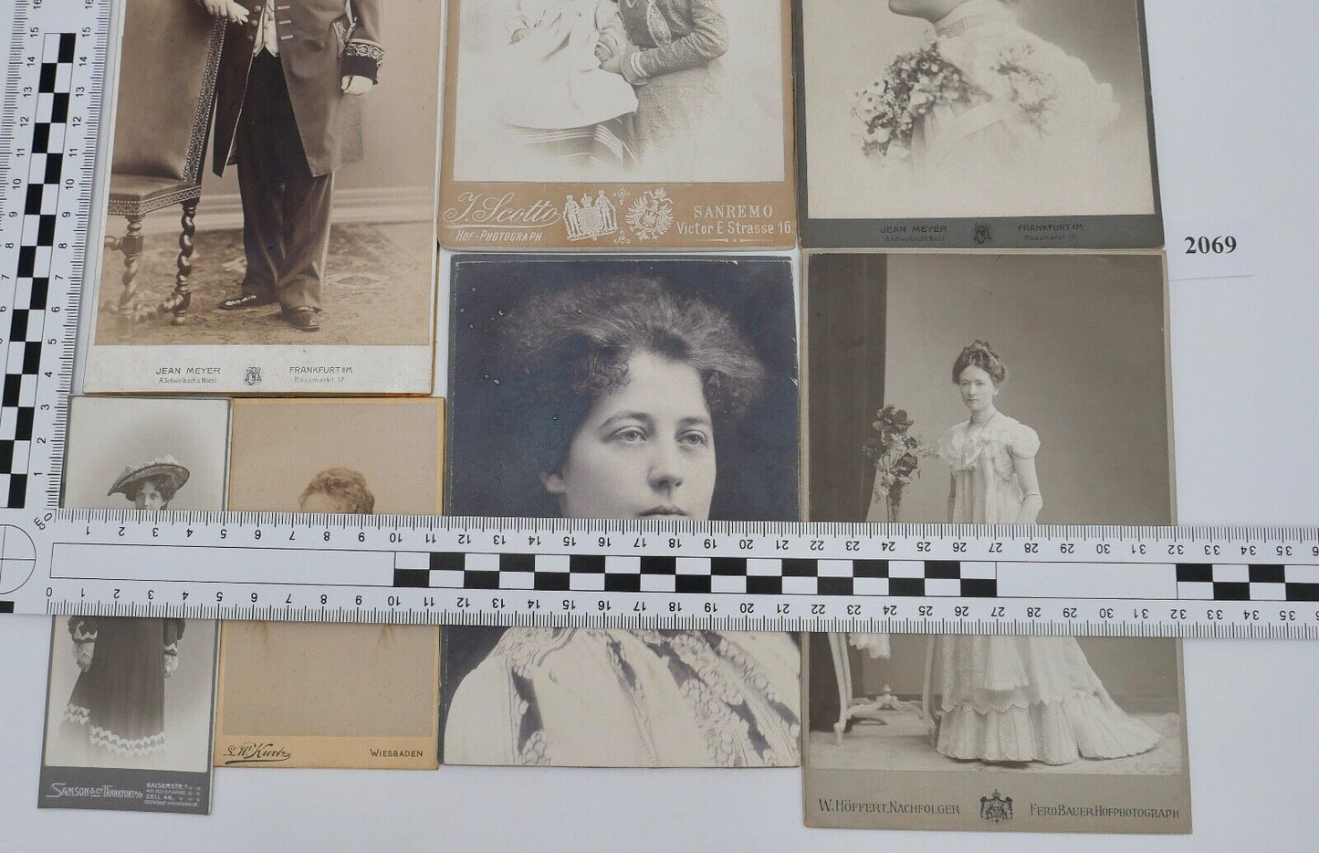 7x antike Großfoto auf Pappe Portrait Frankfurt Sanremo Wiesbaden Bonn - Antikhandel-Stuttgart