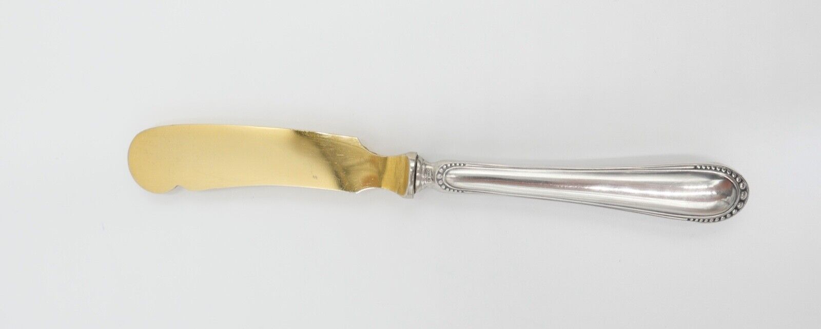 800 Silber Messer vergoldet Buttermesser Käsemesser Perlrand 17,4 cm - Antikhandel-Stuttgart