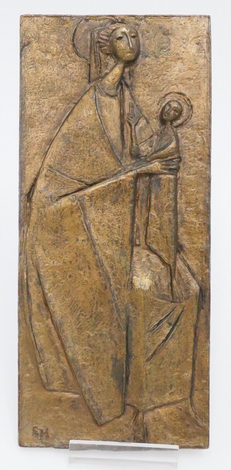 patiniert Madonna mit Kind Bronzeguss Prof. Erwin Huber / Graz 1929-2006 - Antikhandel-Stuttgart