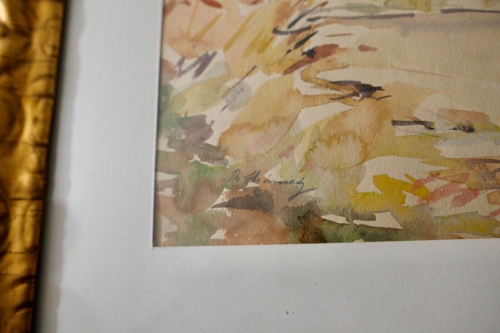 Aquarell signiert 62x49 cm mit Rahmen LANDSCHAFT - Antikhandel-Stuttgart