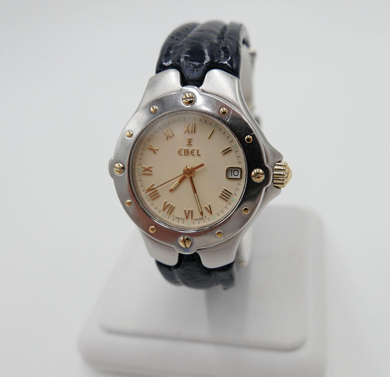 2000er EBEL SPORTWAVE QUARZ E6087621 blaues Lederband Damenuhr Ø 27mm - Antikhandel-Stuttgart