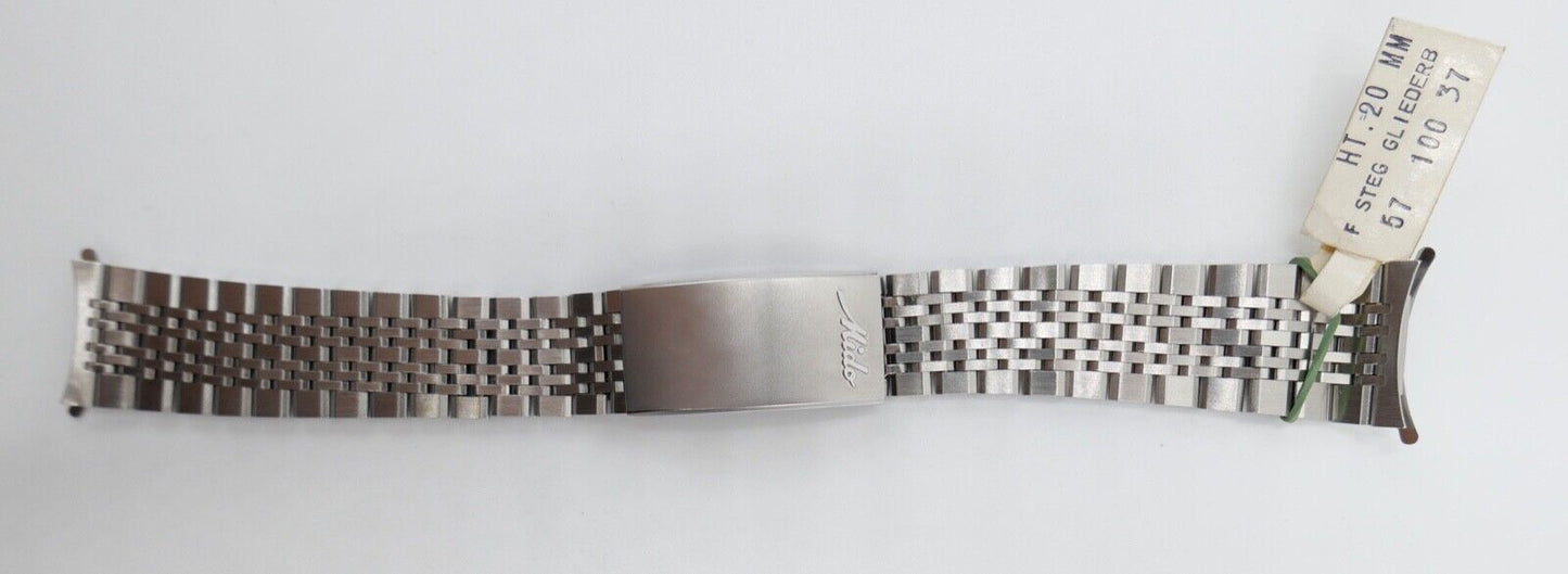 NEU 80er Jahre Original MIDO Edelstahl 20/16 mm Gliederband Faltschliesse - Antikhandel-Stuttgart