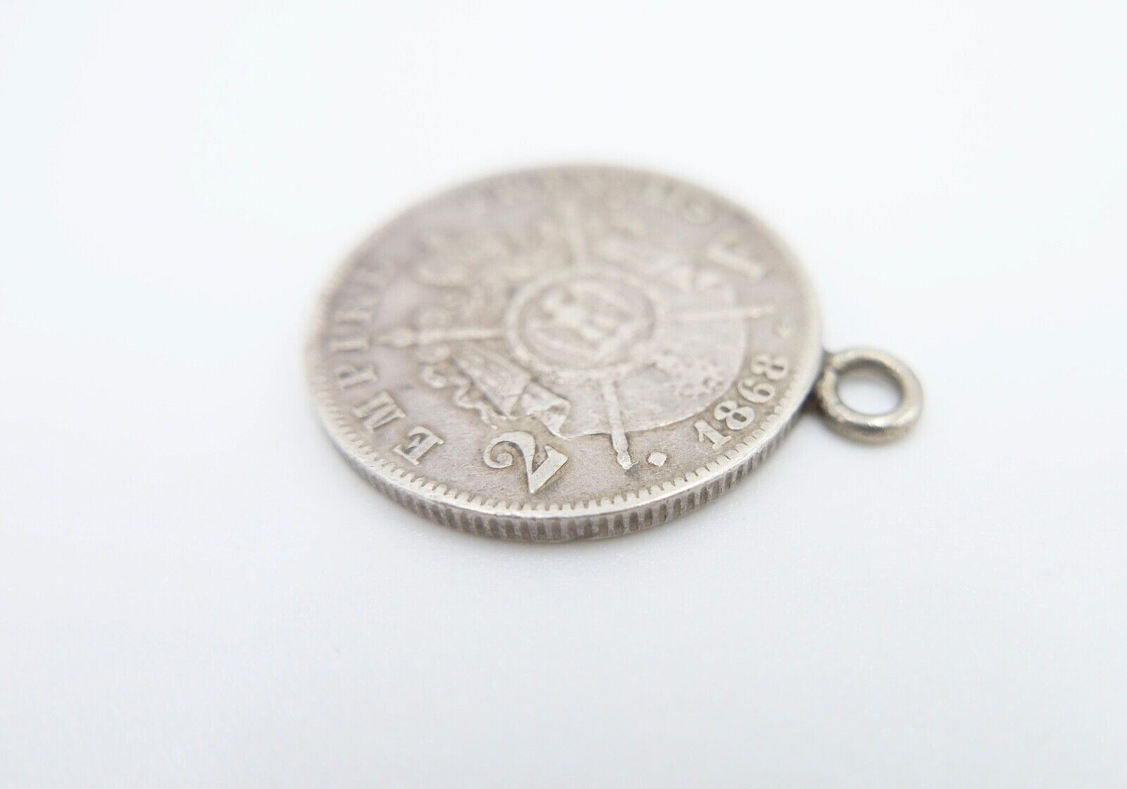 Silber Münze 2 Francs 1868 gefasst Frankreich Napoleon III ss-ss+ - Antikhandel-Stuttgart