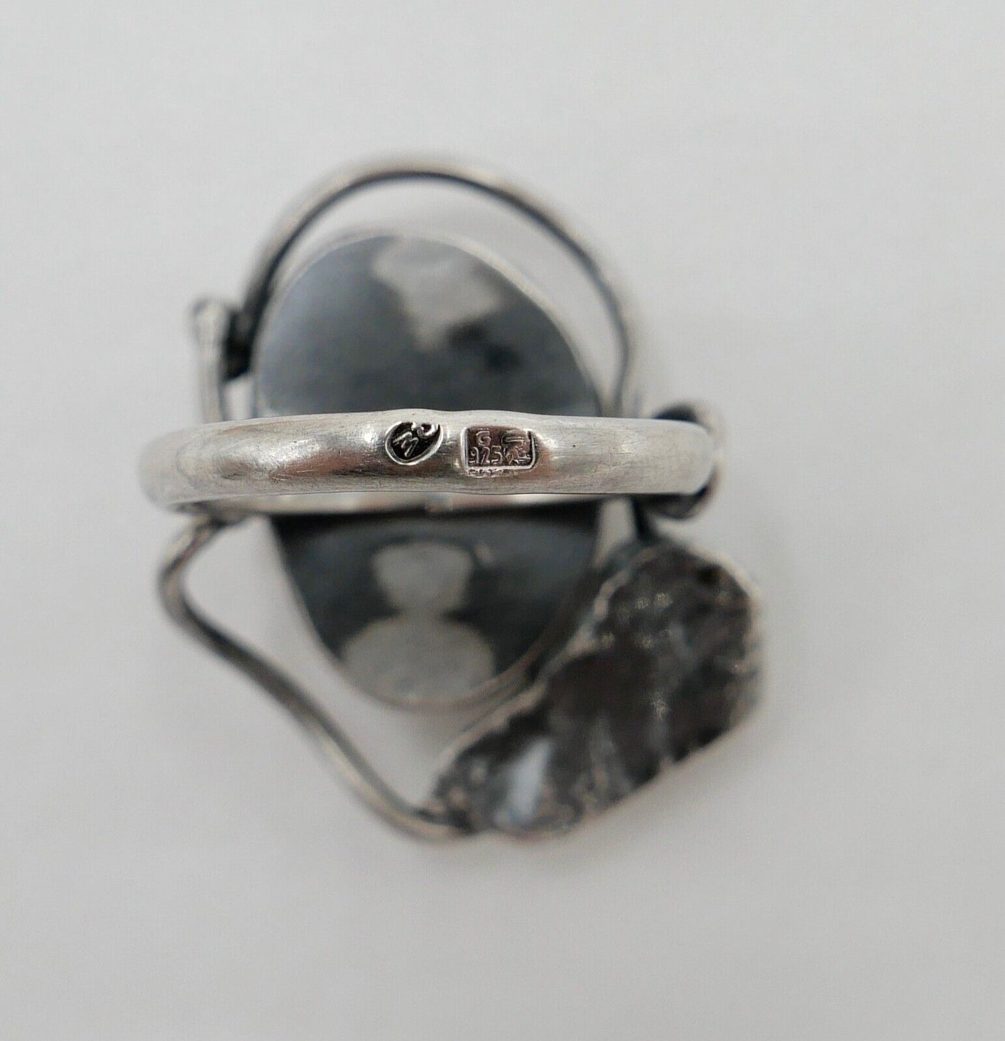 Bernstein butterscotch Designer 925 G Silber Ring Gr. 51 Frauenkopf Danzig Polen - Antikhandel-Stuttgart