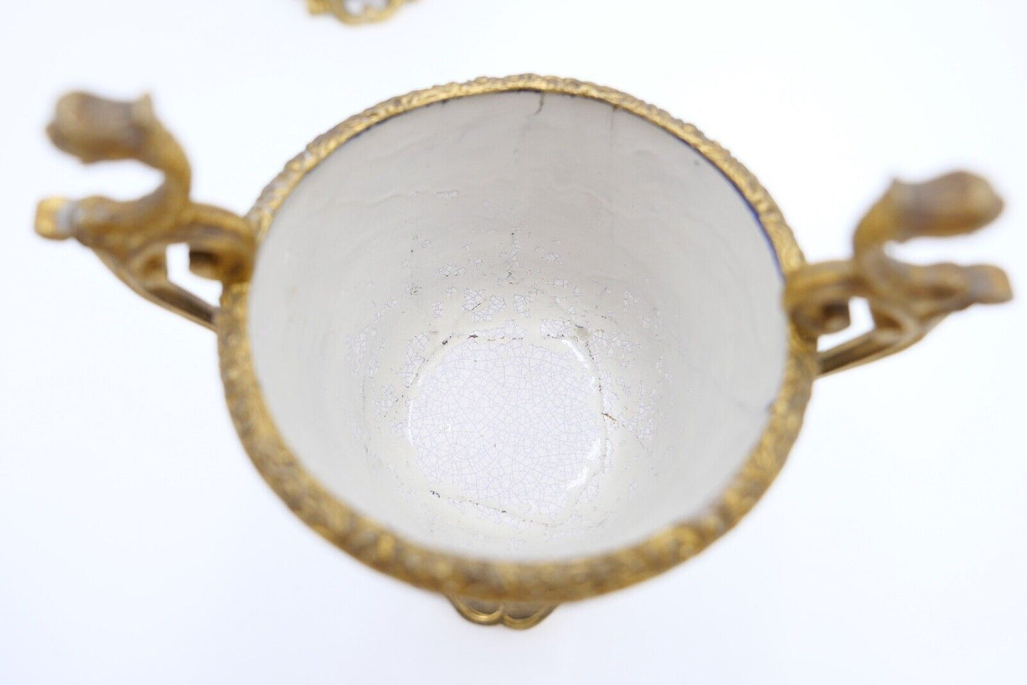 antik Mitte 19. Jhd 2x Kelch Becher Pokal feuervergoldet handbemalt Krakelee - Antikhandel-Stuttgart