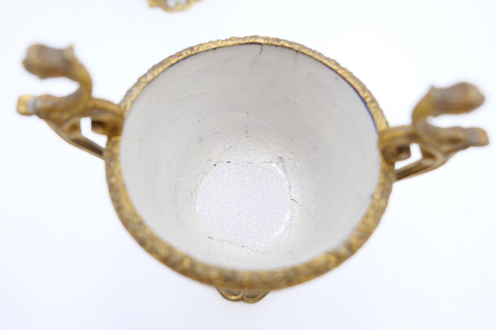 antik Mitte 19. Jhd 2x Kelch Becher Pokal feuervergoldet handbemalt Krakelee - Antikhandel-Stuttgart