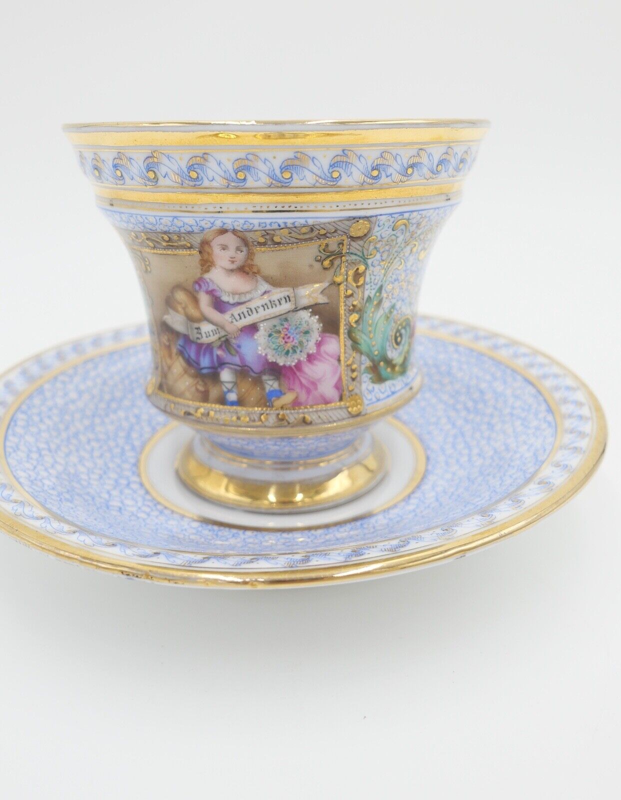 antike Historismus Porzellan Tasse & Untertasse August Rappsilber 1880-1886 - Antikhandel-Stuttgart