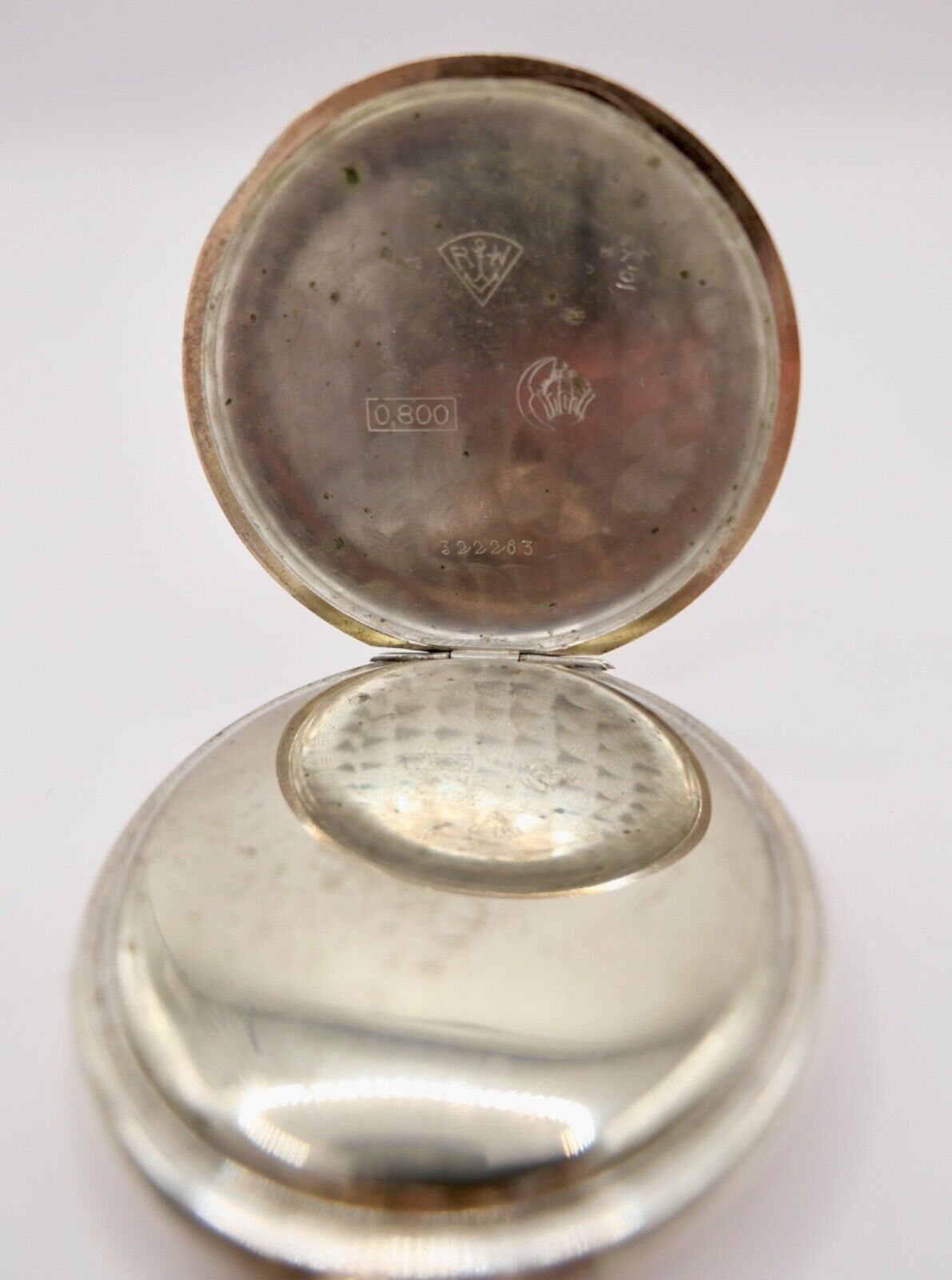 HERBERT MAYER Augsburg Open Face 800 Silber Taschenuhr RW Robert Winter 50mm - Antikhandel-Stuttgart