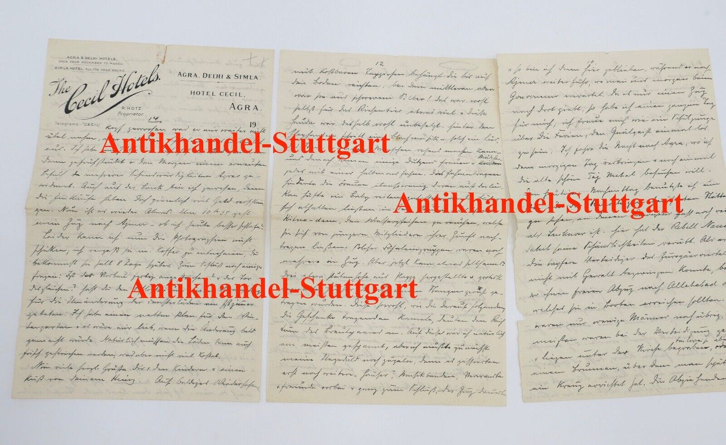 Alte Brief Telegramm Bericht " THE CECIL HOTEL AGRA DELHI & SIMLA " 1916 INDIEN - Antikhandel-Stuttgart