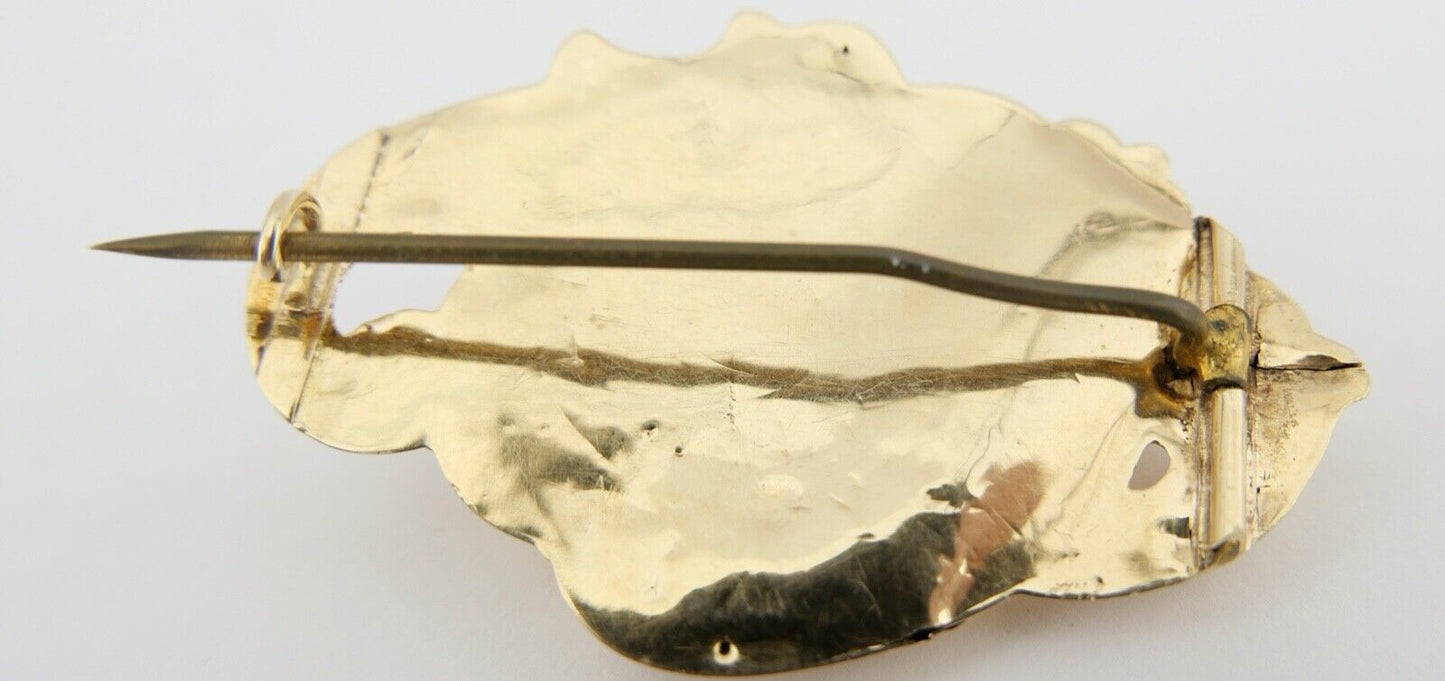 Antike Florale Biedermeier Barrock Schaumgold 14K 585 Brosche Ø 48x36 mm um 1840 - Antikhandel-Stuttgart