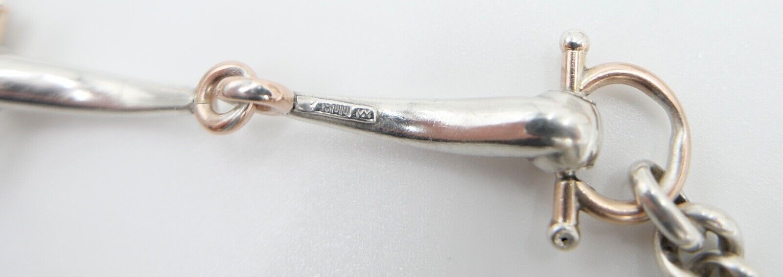 60er Jahre Pferdegebiss Armband 800 Silber vergoldet - Antikhandel-Stuttgart