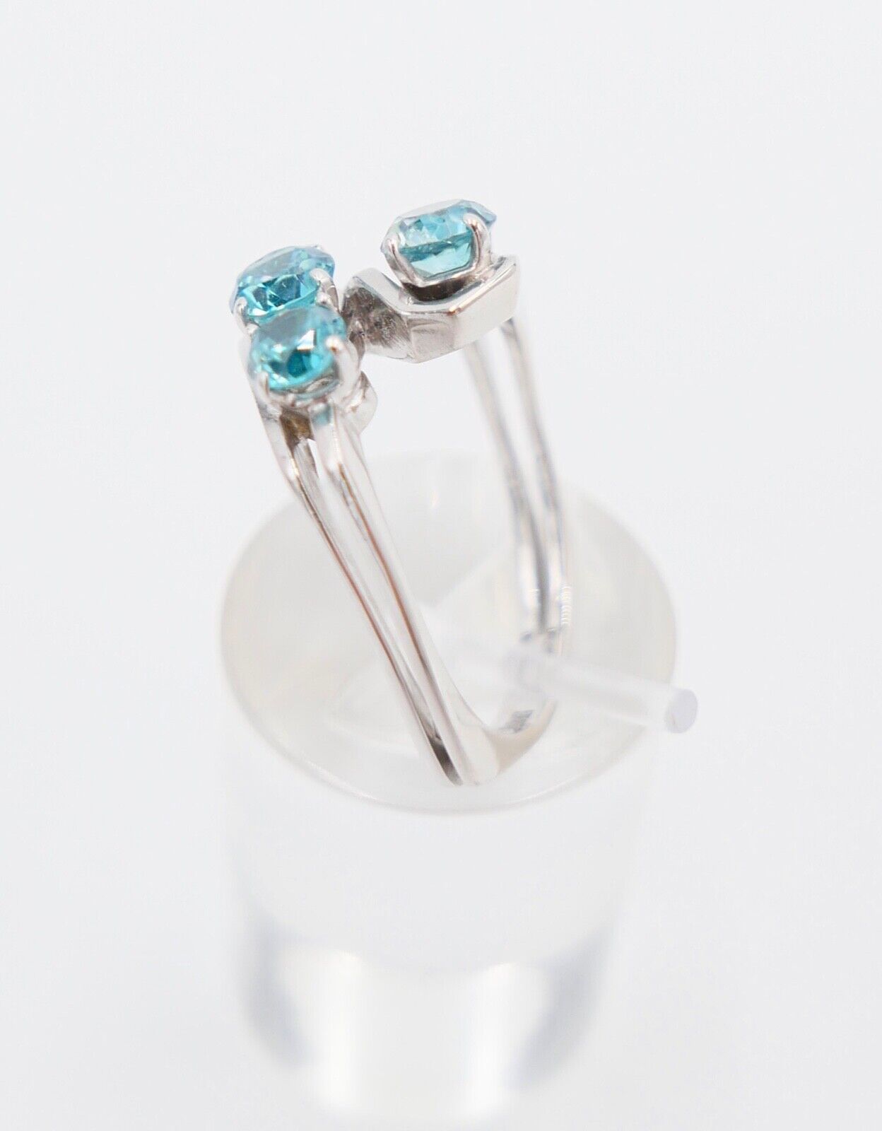 Weiß Gold Damen Ring Gr. 57 mit blau / türkis Topas 585 14K - Antikhandel-Stuttgart