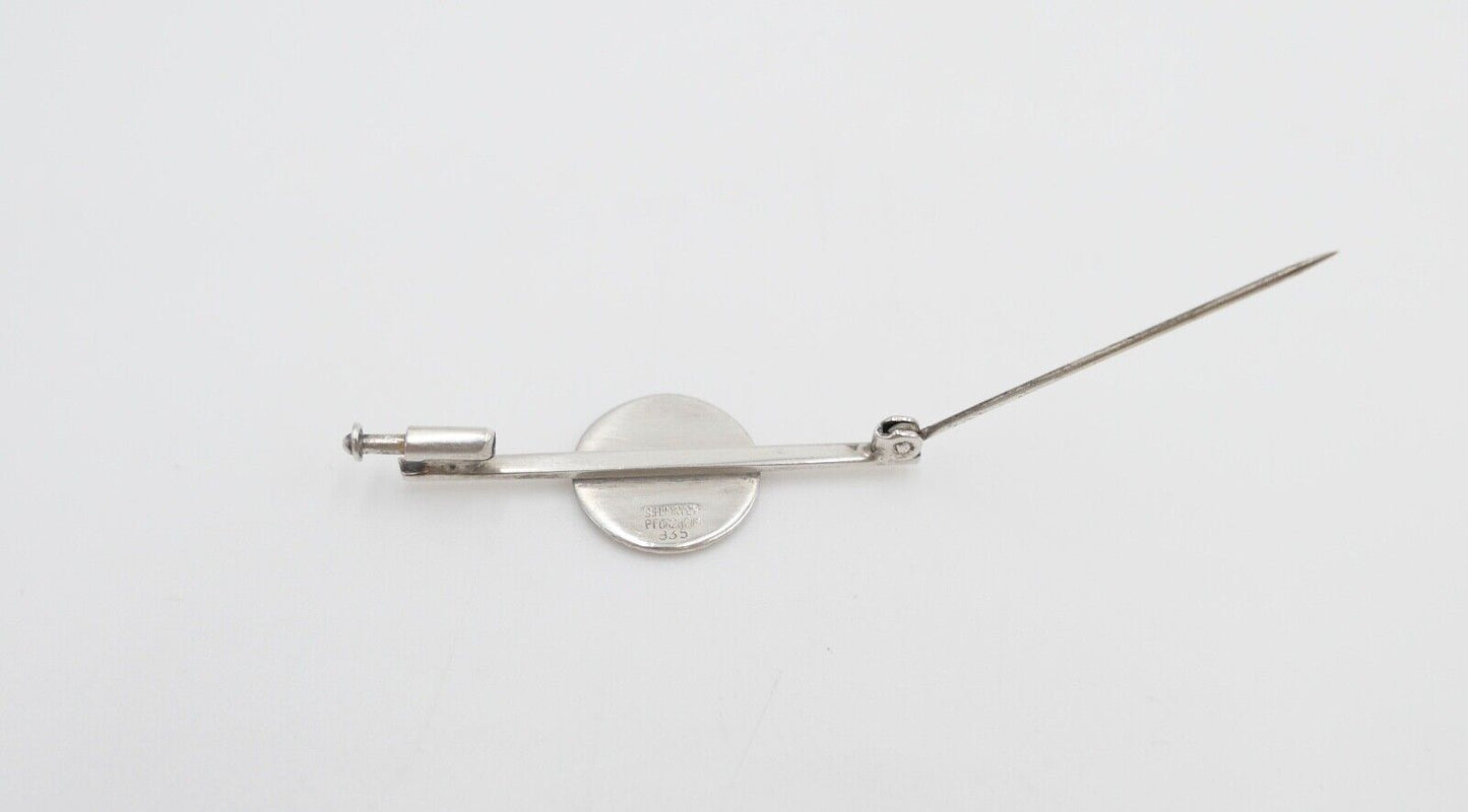 B.H. Mayer Pforzheim Pin Anstecknadel Brosche Silber 935 Emaille P Ø 14mm x 39mm - Antikhandel-Stuttgart