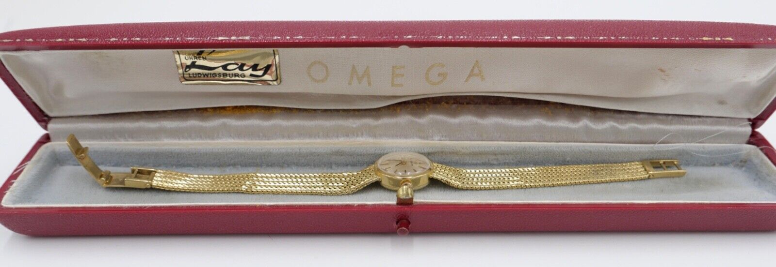 1960er Elegante OMEGA 7173 Gelbgold Damenuhr 750 18K orig. Etui Ø 17mm Kal. 484 - Antikhandel-Stuttgart