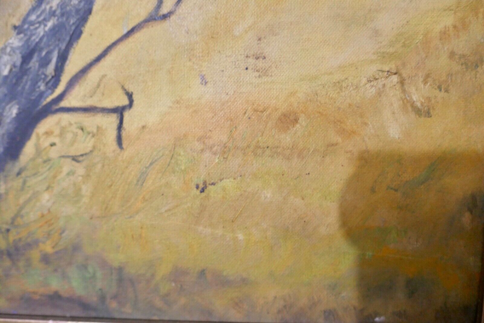 Ölgemälde 91x71 cm signiert Landschaft BACH BÄUME FELD 1976 - Antikhandel-Stuttgart