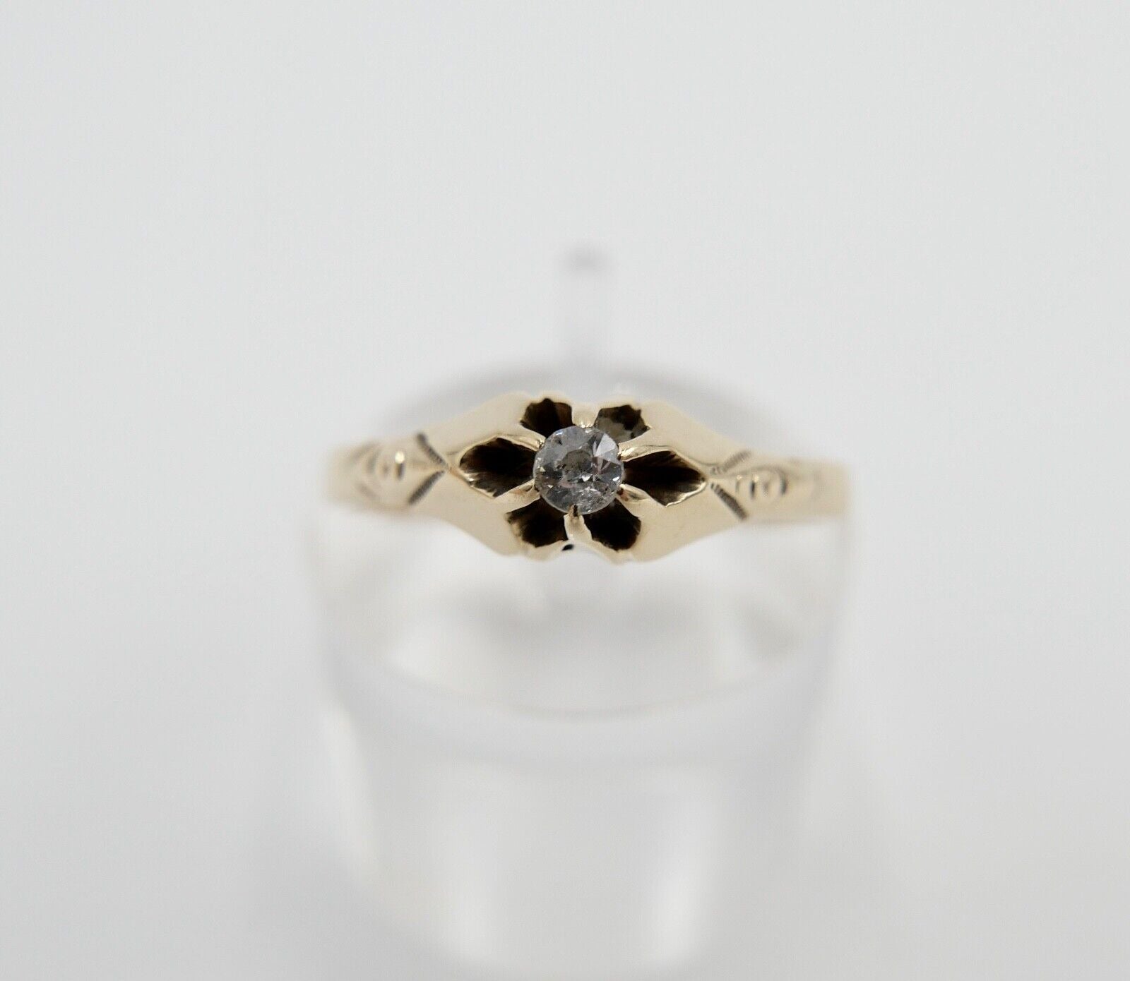 Antik um 1900 Jugendstil Solitär Ring Gold 333 Diamant Damenring Gr. 58 - Antikhandel-Stuttgart