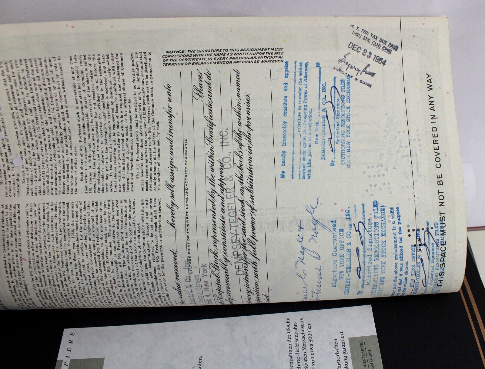 Boston and Maien Railroad 1963 alte USA Aktie Stock Certificate 100 Shares - Antikhandel-Stuttgart