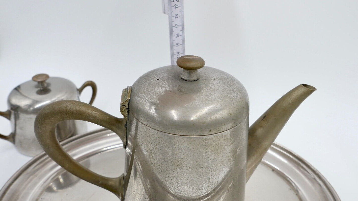 Jugendstil um 1900 Kaffee Tee Service FLEITMANN & WITTE 10/10% Chrom Nickel FW&J - Antikhandel-Stuttgart