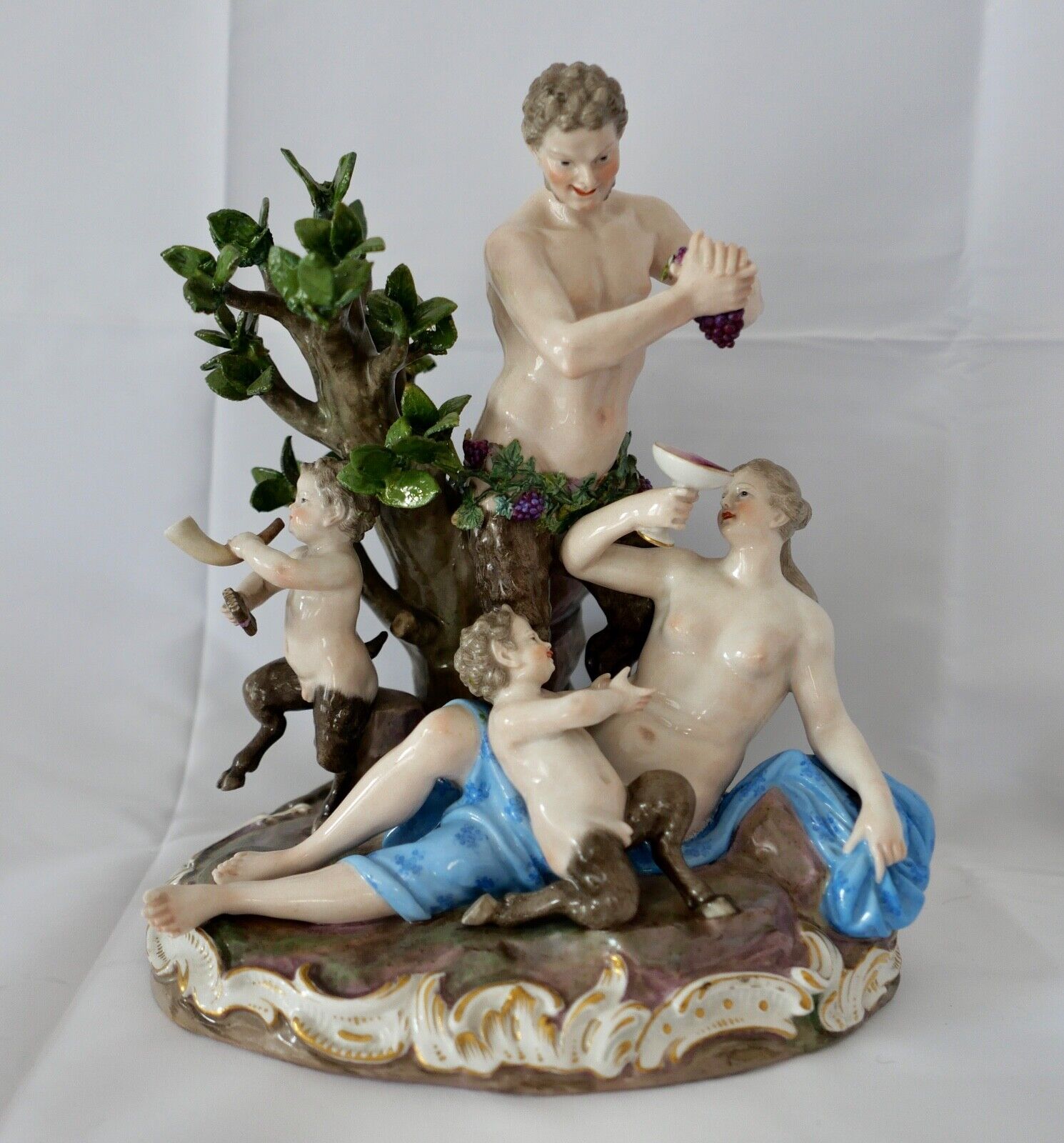 1830 Meissen Figurengruppe 1. Wahl Bacchus & Diana D63 51 46 Zertifikat 24cm - Antikhandel-Stuttgart