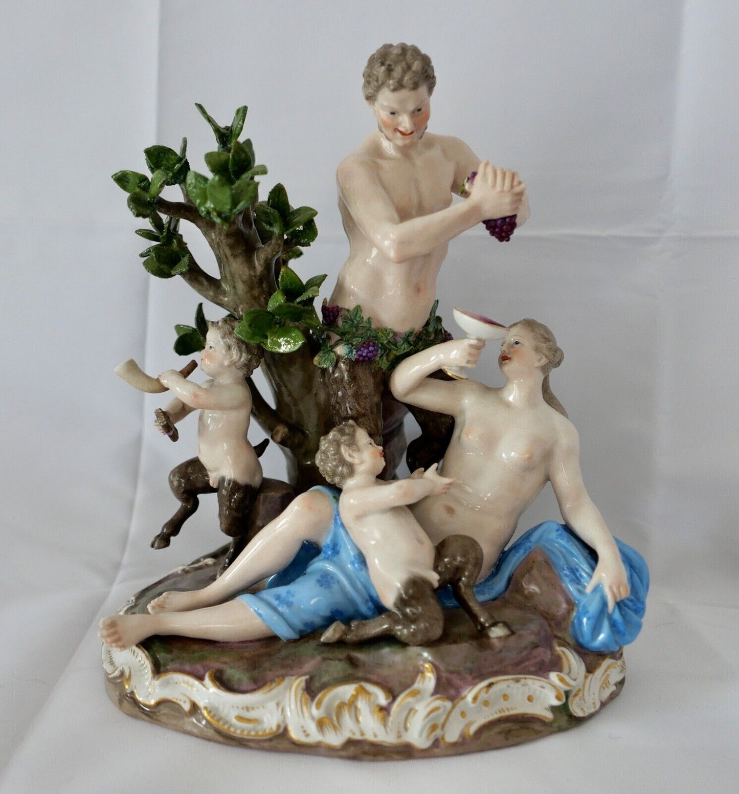 1830 Meissen Figurengruppe 1. Wahl Bacchus & Diana D63 51 46 Zertifikat 24cm - Antikhandel-Stuttgart