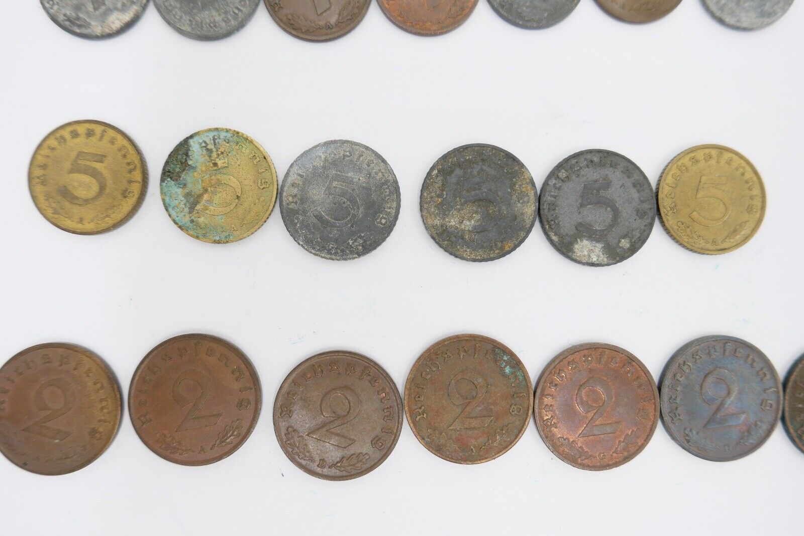 Reichsmark Drittes Reich J.354 1 Mark 2, 10, 5, 50, 1 Pfennig J.362 J.370 - Antikhandel-Stuttgart