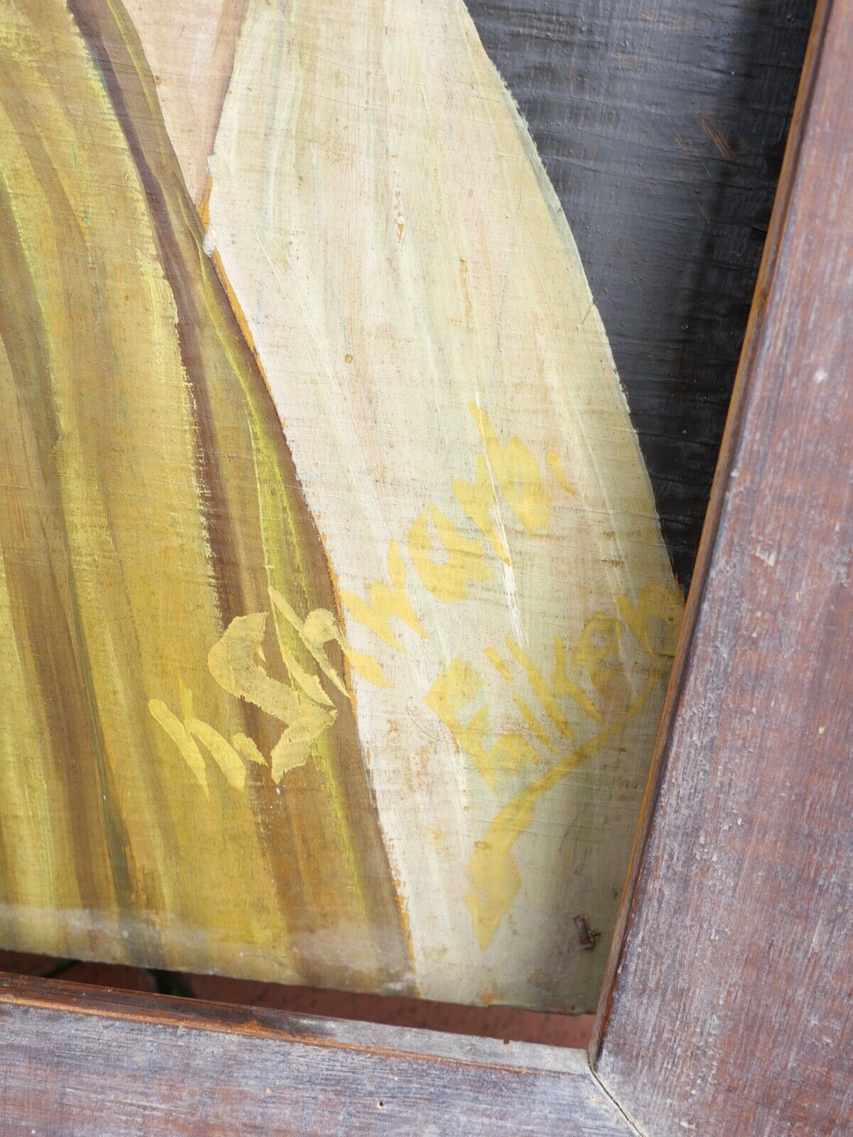 Antikes Religiöses Gemälde signiert " K. Schwarbi Eiken " auf Holz 19.Jh Schweiz - Antikhandel-Stuttgart